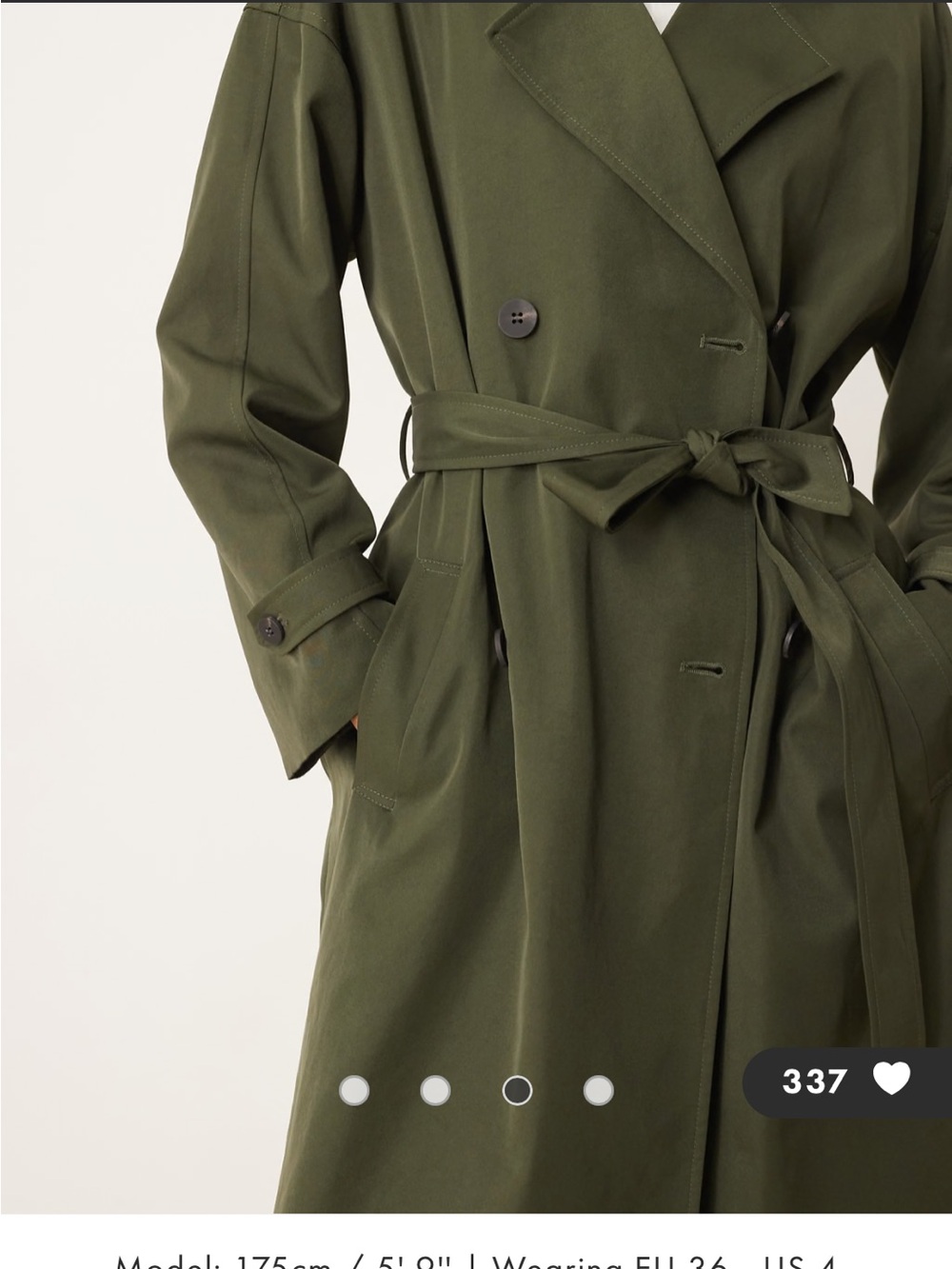 ASOS Olive Trench Coat with Belted Waist - Picture 8 of 9